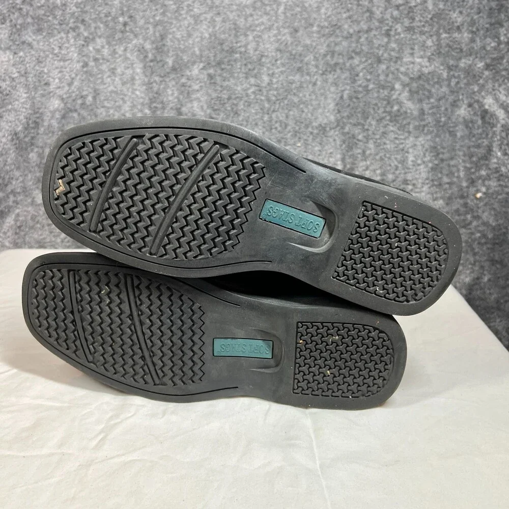 Soft Stag Dave Black Faux Leather Slip On Dress Shoes Mens Size 10.5